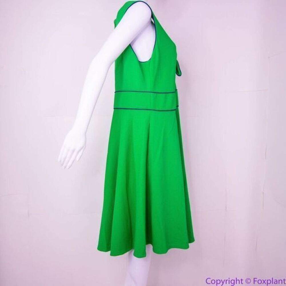 Anthropologie‎ Hutch Navy Piping Green Bowtie Dress, XL - Picture 9 of 16